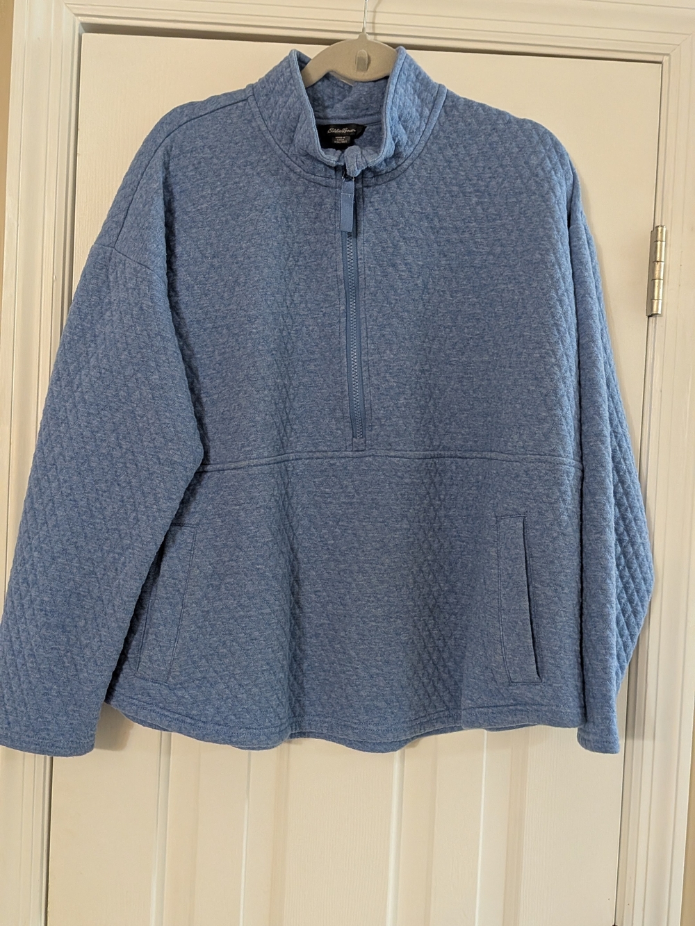 Eddie Bauer Quilted Half-Zip Pullover Jacket - Light Blue XXL